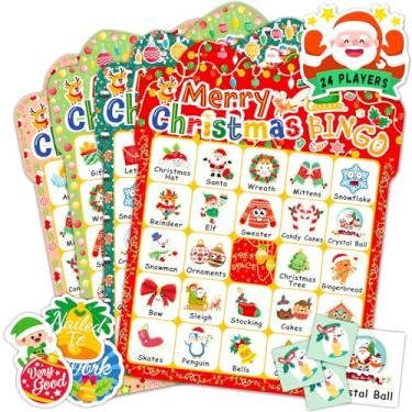 Imagem de YTSQLER Christmas Bingo Game for Kids 24 Players, Christmas Bingo Cards Christmas Party Games for Family School Classroom Winter Party Supplies Favors Gifts