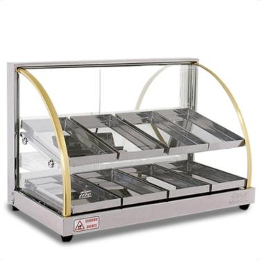 Imagem de Estufa Vitrine Expositor Dupla Inox Para Salgados 8 Bandejas