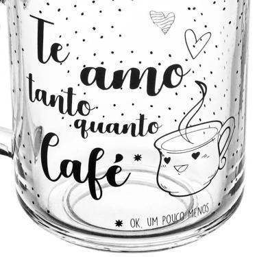 Imagem de Jogo 8 Caneca De Café Te Amo Vidro Transparente 220ml Xícara Lyor