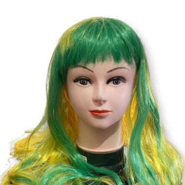 Imagem de Peruca Longa Encaracolada Verde E Amarelo