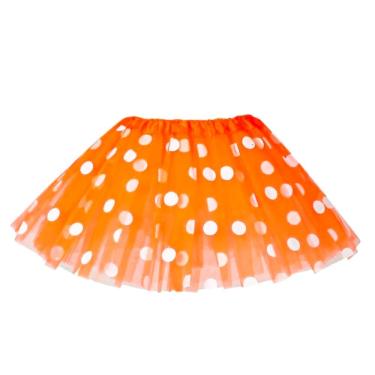 Imagem de Saia Tule Poá Laranja Com Branco Adulto Curta - 40cm