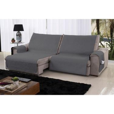 Imagem de Protetor Sofá Retrátil Reclinável Assento 2,20M Cinza Preto