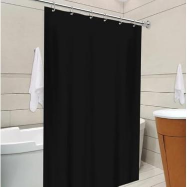 Imagem de Cortina de Box Lisa em PVC Impermeável Anti Mofo Para Banheiro Com Ganchos (Preto)