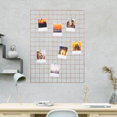 Imagem de Memory Board Painel De Fotos Tela Aramada 60x80 cm Rosé