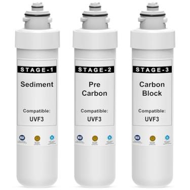 Imagem de WFiltr Kit de substituição de filtro de 3 estágios compatível com o refrigerador de água Brio modelo UVF3