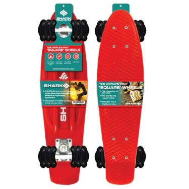 Imagem de Skate de poliéster Red Shark Wheel 57.1 cm com rodas de tubarão preto de 60 mm