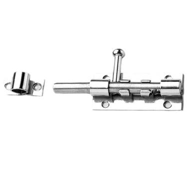 Imagem de MGGi Trava deslizante de aço inoxidável 304 - Trava de portão resistente de 30 cm com orifício de cadeado, trava de porta de galpão para portas de celeiro, cerca, segurança de galpão - Cor de aço