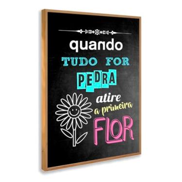 Imagem de Quadro Decorativo Atire a Primeira Flor Com Moldura Frase Inspiradora Positividade Amor Perdão Criatividade Flor Desenho Colorido Lousa