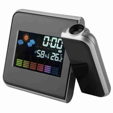 Imagem de Pssopp Despertador de Projeção, Projeção de Tempo Multifuncional, Exibição de Temperatura e Umidade, Tempo Digital e Despertador, Projetor Meteorológico do Escritório Em Casa Com Leitura Mínima