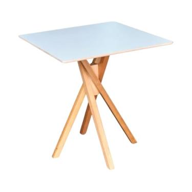 Imagem de Mesa Quadrada 80x80cm Madeira – Design Elegante e Sólido (Branco)