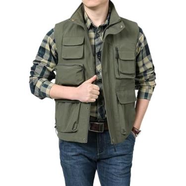 Imagem de Colete De Pesca De Fotografia De Secagem Rápida Ao Ar Livre Masculino Com Vários Bolsos Para Acampamento De Caça Colete Casual à Prova D'água, Army Green, XXL