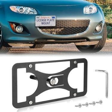 Imagem de Moldura frontal sem broca compatível com Mazda MX-5 Miata (NC) | 2009-2015 Suporte de gancho de reboque para placa de carro antifurto Capas de etiqueta de carro à prova de ferrugem, acessórios de