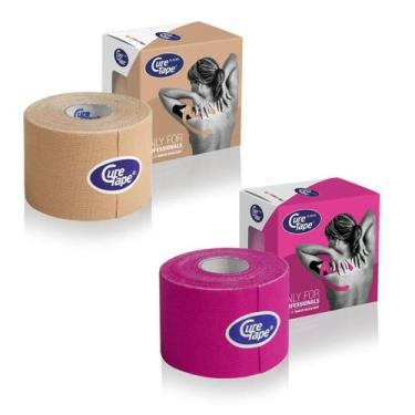 Imagem de Kit 2 Rolos Bandagem CureTape Tipo Kinesio Taping para Fisioterapia e 