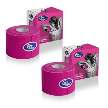 Imagem de Kit 2 Rolos Bandagem CureTape Tipo Kinesio Taping para Fisioterapia e 