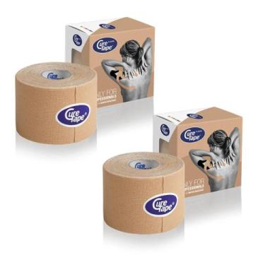 Imagem de Kit 2 Rolos Bandagem CureTape Tipo Kinesio Taping para Fisioterapia e 