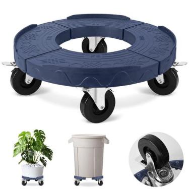 Imagem de Lata de lixo Dolly TolanBBT com rodas atualizadas de 3 polegadas, azul