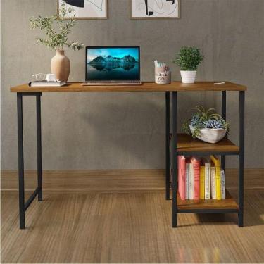 Imagem de Escrivaninha Mesa Office Estudo Estilo Industrial 110cm Klm Preto/imbu