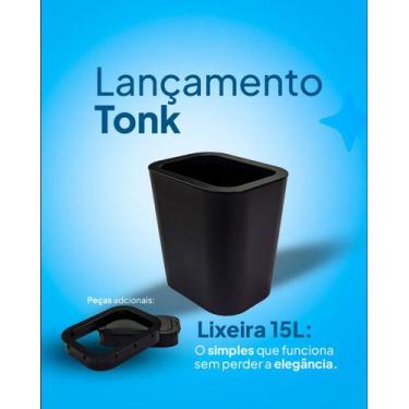 Imagem de Nova Lixeira Tonk Preta  15 litros Com ou Sem Tampa Click Antiodor e I