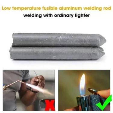 Imagem de 2 Hastes De Solda Baixa Temperatura Bastões Ferro Alumínio Cobre Fluxo