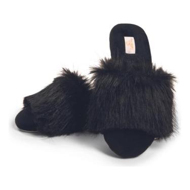 Imagem de Pantufa Chinelo Paola Tipo Rasteirinha Cotton Day com Solado Antiderrapante e Antitérmico Conforto e Elegância para seus Passos (Preto, BR, Adulto, Faixa Numérico, 35, 36)