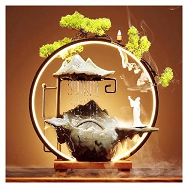 Imagem de XFNVXC Fonte decorativa interna de mesa fonte de água cerâmica chinesa fonte de água de mesa fonte de cachoeira decoração de escritório fonte de jardim ornamental casa