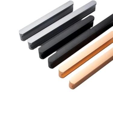 Imagem de CXYFQUUK Puxador de porta de armário de móveis de liga de alumínio para armário de cozinha puxadores de gaveta puxadores de guarda-roupa 2 peças (preto 480 mm)