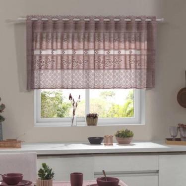 Imagem de Cortina de Renda Clássica Rosas 2,00m x 80cm Bandô Curta Meia Janela C