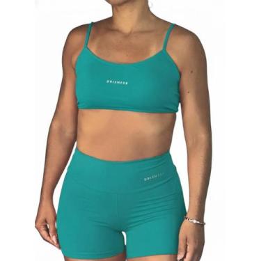 Imagem de Conjunto Top + Short Academia Drisheer Fitness Feminino, Verde, P