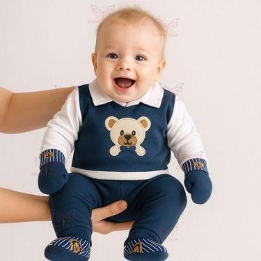 Imagem de Conjunto Pagão 100% Algodão Roupa Saída Maternidade Bebê Menino Ou Men