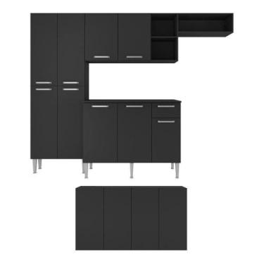 Imagem de Cozinha Completa C/ Aparador Paris Multimóveis Preta - MULTIMOVEIS