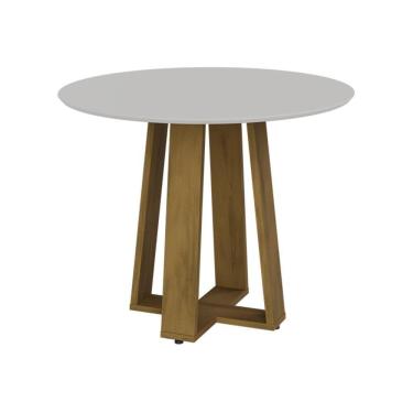 Imagem de Mesa De Jantar Redonda 103cm Multimóveis Cr50043 Carvalho/off White Carvalho/off White