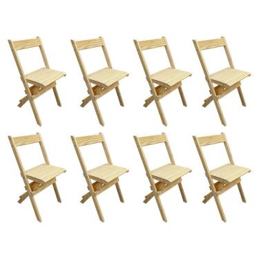 Imagem de Kit 8 Cadeiras Dobraveis Madeira Padrão Sem Pintura Crua Marrom