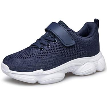 Imagem de MURDESOT Sapatos infantis para meninos e meninas atléticos corrida esportes cinta tênis para bebês/crianças pequenas/crianças grandes, Azul, 11 Little Kid