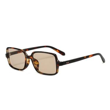 Imagem de Óculos de Sol Masculino Rivets com Lentes Transparentes UV400 e Armação Feminina para Esportes ao Ar Livre, Corrida e Ciclismo, Estampa de Leopardo Champagne