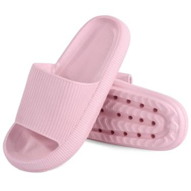 Imagem de MKP COLLECTION Sandálias de banho unissex com sola ultra grossa e piso antiderrapante 3D - Sandálias de banho de secagem rápida para chuveiro, piscina, academia, chinelos de travesseiro leves para