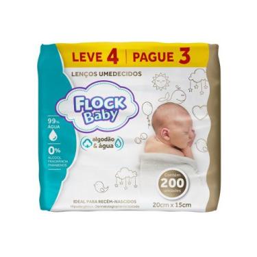 Imagem de Lenço Umedecido Flock Baby Algodão e Água 200 Unidades