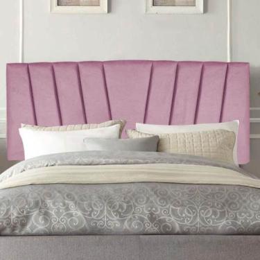 Imagem de Painel Cabeceira Estofada Bélgica 195cm Cama Box King Suede Rosa Bebe-