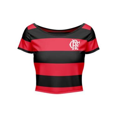 Imagem de Camisa Flamengo Cropped Vibe Braziline - Feminina, GG, Vermelho, Preto