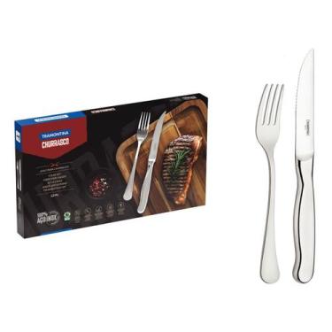 Imagem de Faqueiro Jumbo 12 Peças P/ Churrasco Aço Inox Zurique Tramontina, Inox