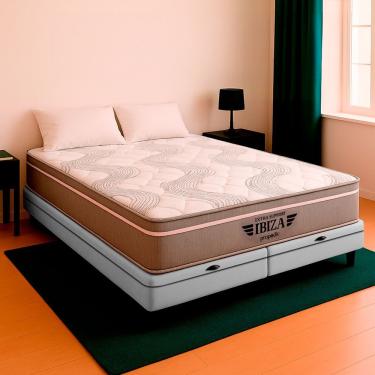 Imagem de Cama Box Baú Queen Branco E Colchão Ibiza Molas Vstore