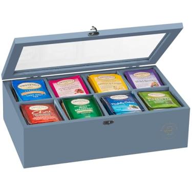 Imagem de Organizador de saquinhos de chá Bambsi – Caixa organizadora de chá de bambu, suporte para saquinhos de chá com janela de acrílico, tampa magnética mantém os saquinhos de chá frescos - Organizador de