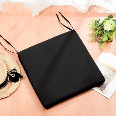 Imagem de Almofadas de cadeira para cadeiras de jantar, almofadas de assento para cadeiras de cozinha com gravatas, capa lavável e removível que não desbota, almofadas redondas de 40,6 cm pretas 6 peças