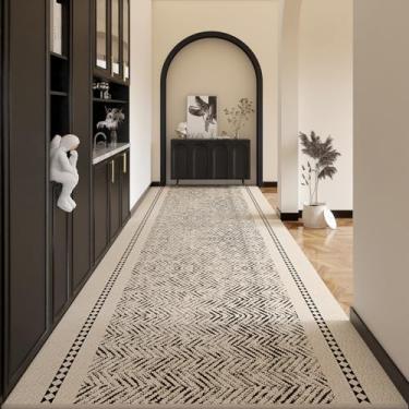 Imagem de HGTRH Carpetes Corredor antiderrapante Corredor Corredor, Corredores Tapete de Cozinha Abstrato Cinza Escuro Lavável à Metro Tapete Longo e Longo, Comprimento Personalizável D 40 x 220 cm