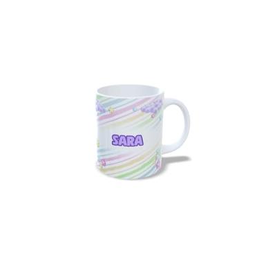 Imagem de caneca cerâmica 325 ml alfabeto princesas, todas as letras, nomes personalizados, Design Colorido com Flores (s)