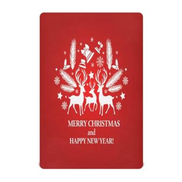 Imagem de JUZIHAI Lençol de berço de Natal Ano Novo para meninos e meninas, macio, respirável, elástico, 99 x 68 cm, lençol aconchegante para berço padrão e cama de criança pequena