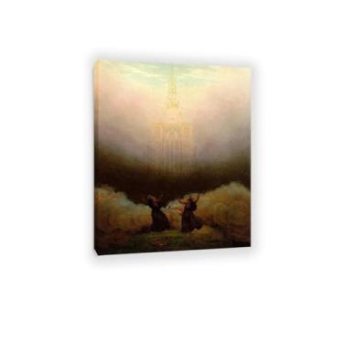 Imagem de Visão da Igreja Cristã por Caspar David Friedrich Impressões em tela Well Decor The World Classic Art Reproduções de arte grande giclee arte de parede para sala de estar decoração de casa 40 x 30 cm