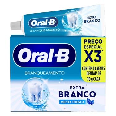 Imagem de Creme Dental Oral B Extra Branco Menta Fresca com 3 Unidades de 70g cada