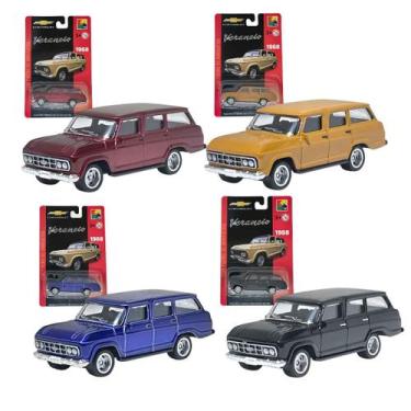 Imagem de Kit 4 Carrinhos Em Metal Chevrolet Veraneio 1968 1:64 Original Licenci