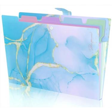 Imagem de Pasta de arquivo expansível tamanho A4/carta - Organizador de arquivos sanfonado com bolsos e etiquetas, plástico poliéster durável à prova d'água, pasta de documentos estéticos para escola