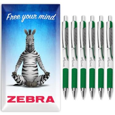 Imagem de Canetas esferográficas Zebra Classic Z-Grip Flight – 1,2 mm – Tinta verde – Pacote com 6 – em caixa de presente de papelão